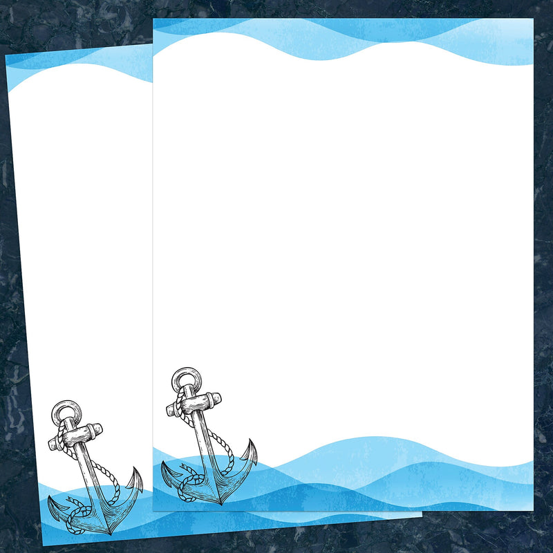 Great Papers Ocean Nautical Anchor Everyday Letterhead, Multicolored, 50 Sheets/Pack (2025015)