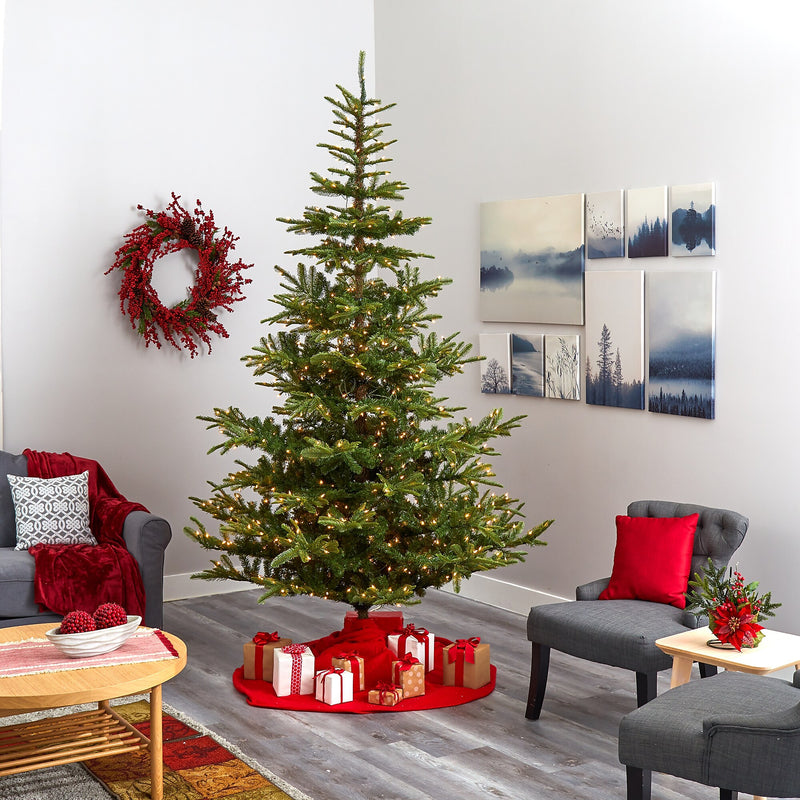 Nearly Natural 9-ft Layered Washington Spruce Artificial Christmas Tree with 750 Clear LED Lights (T1885)