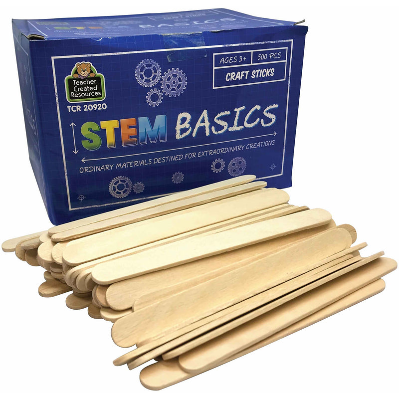 Teacher Created Resources STEM Basics Craft Sticks, Natural Wood, 500/Pack, 3 Packs/Bundle (TCR20920-3)