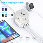 Uncaged Ergonomics Cube 5-Outlet 4-USB Port Surge Protector, 10', White (PC-w-c)