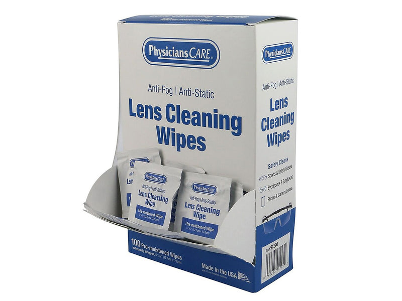 PhysiciansCare Lens Cleaning Wipes, 5" x 7", 100/Box (91295)