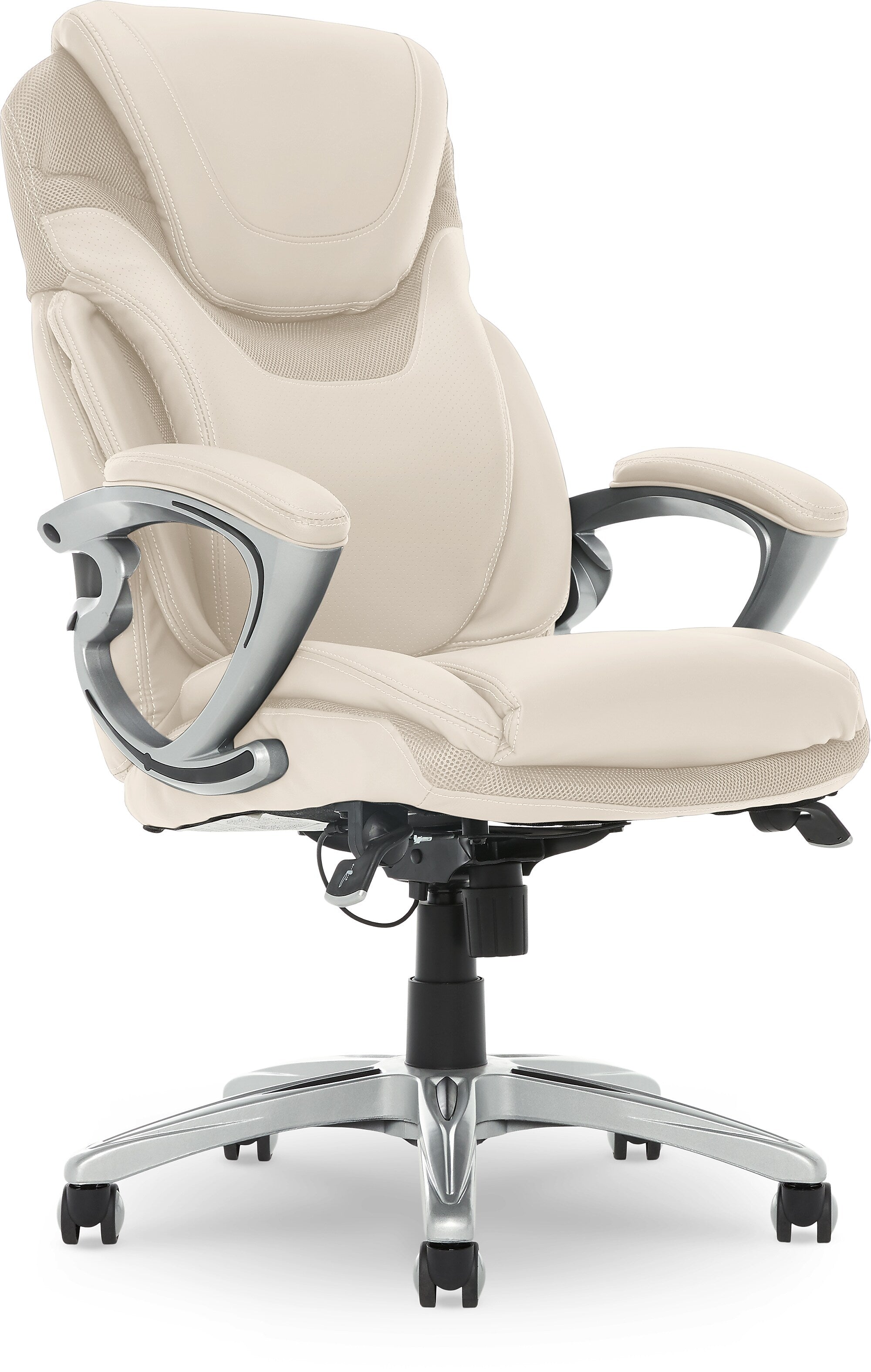 Serta Works Bryce Ergonomic Bonded Leather Swivel Executive Chair, Cream (43807B)