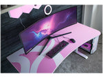 Arozzi Arena 63"W Gaming Desk, White/Pink (ARENA-NA-WHITE-PINK)