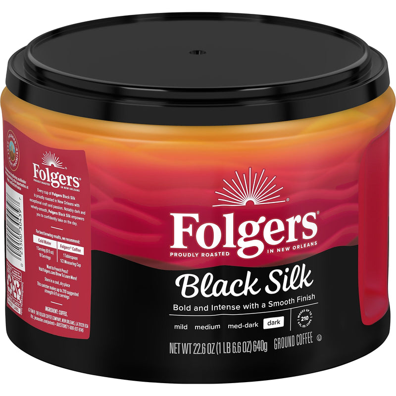 Folgers Black Silk Ground Coffee, Dark Roast, 22.6 oz., Each (SMU30439)