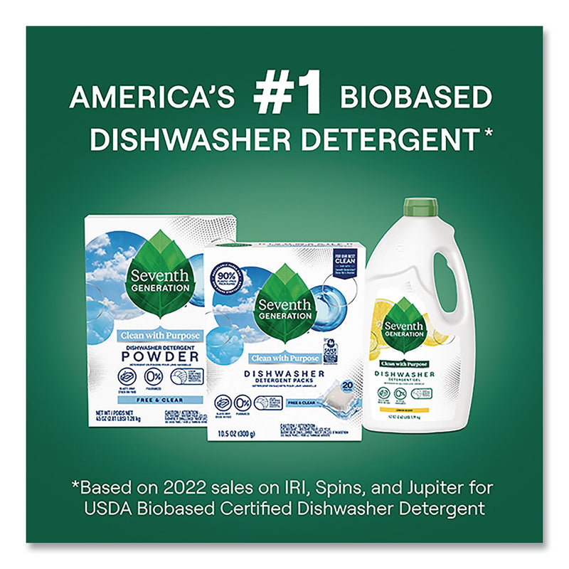 Seventh Generation Natural Automatic Dishwasher Detergent Packs, Free and Clear, 45 Powder Packets/Box