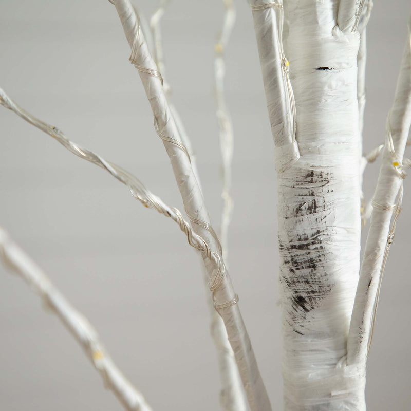 Nearly Natural 6-ft Pre-Lit Artificial White Birch Tree with 300 Warm White LED Lights (T4910)