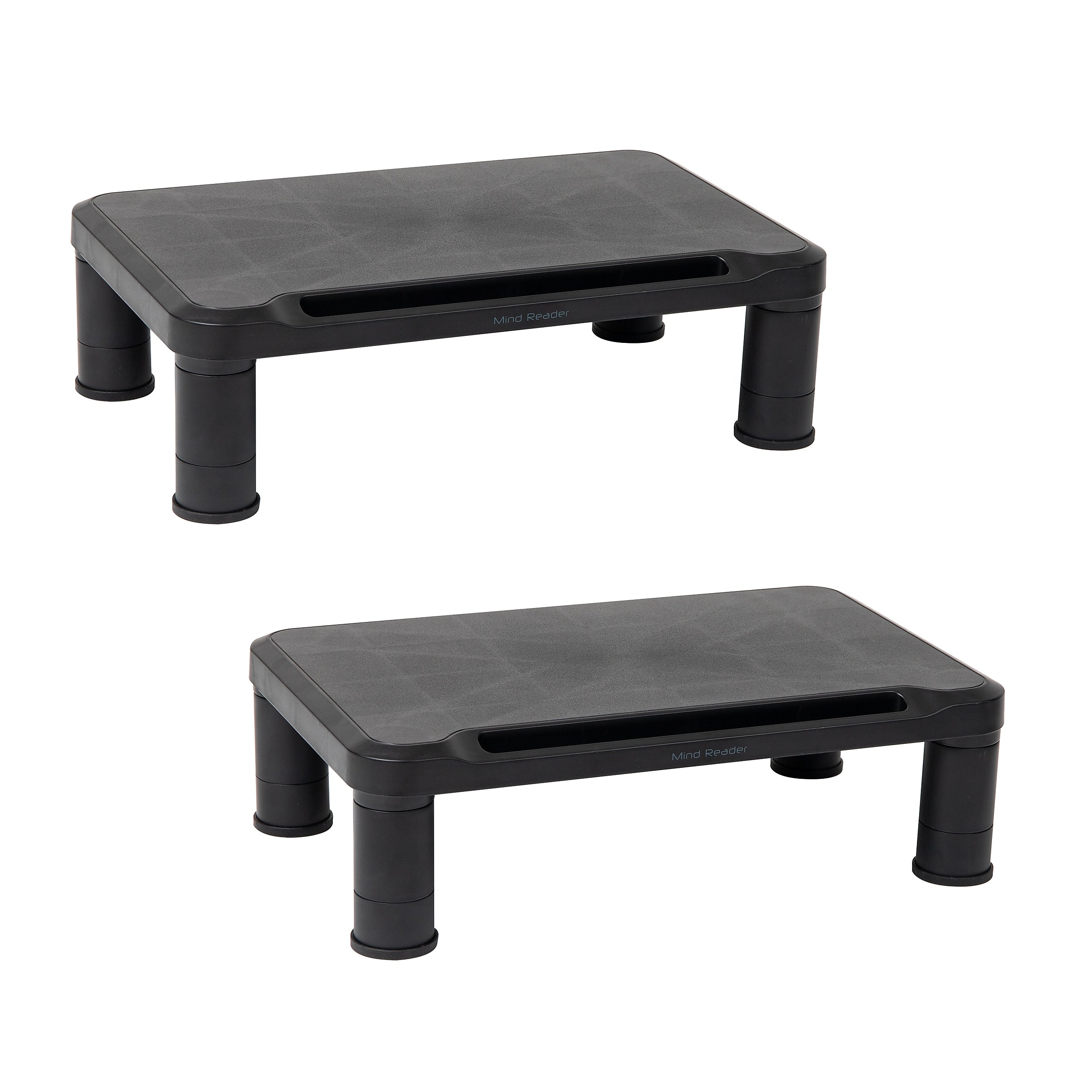Mind Reader Adjustable Monitor Stands, Up to 19" Monitors, Black, 2/Pack (2SMPLMON-BLK)