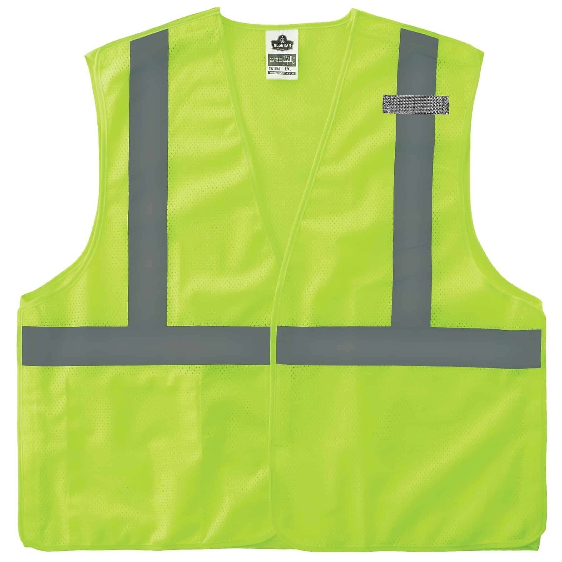 Ergodyne GloWear 8215BA High Visibility Sleeveless Safety Vest, ANSI Class R2, Lime, S/M (21073)