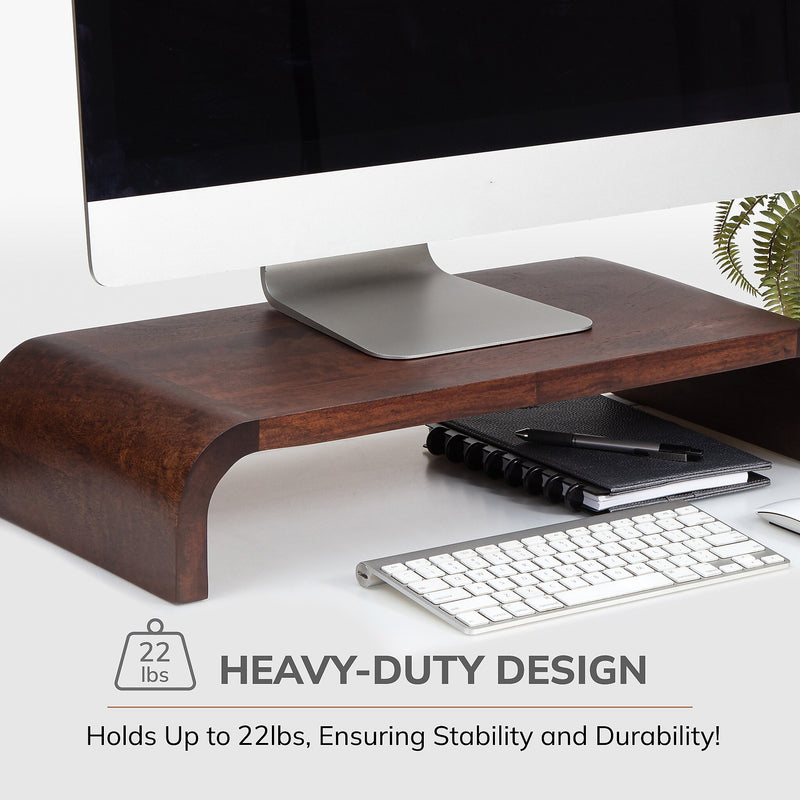 Anji Mountain Mango Wood Monitor Stand, Up to 32" Monitor, Walnut (MS-CRV-WAL)