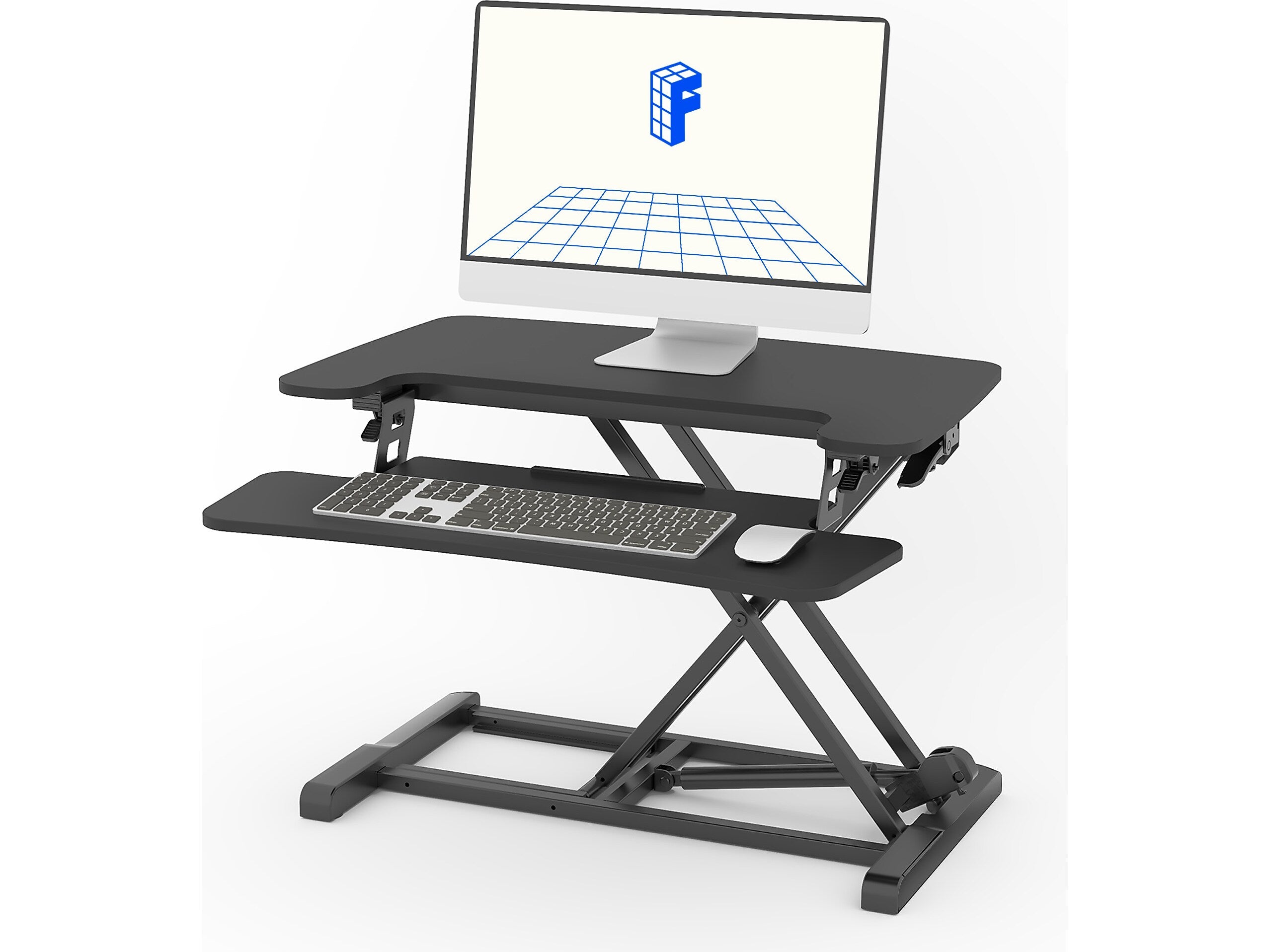 FlexiSpot M7 Series 28"W Manual Rectangular Adjustable Standing Desk Converter, Black (M7-E-28B)