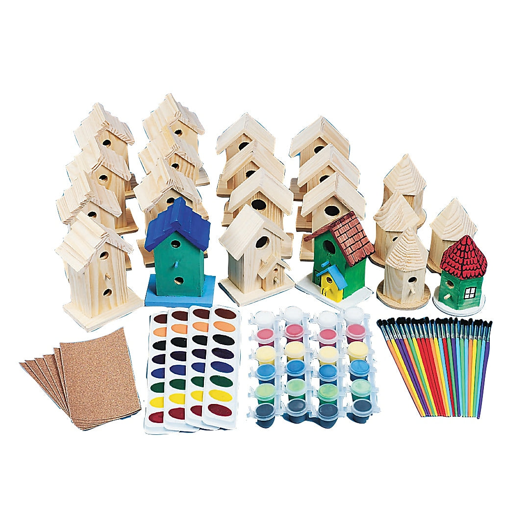 S&S Wooden Birdhouses Craft Kit, 24/Pack (GP1593)