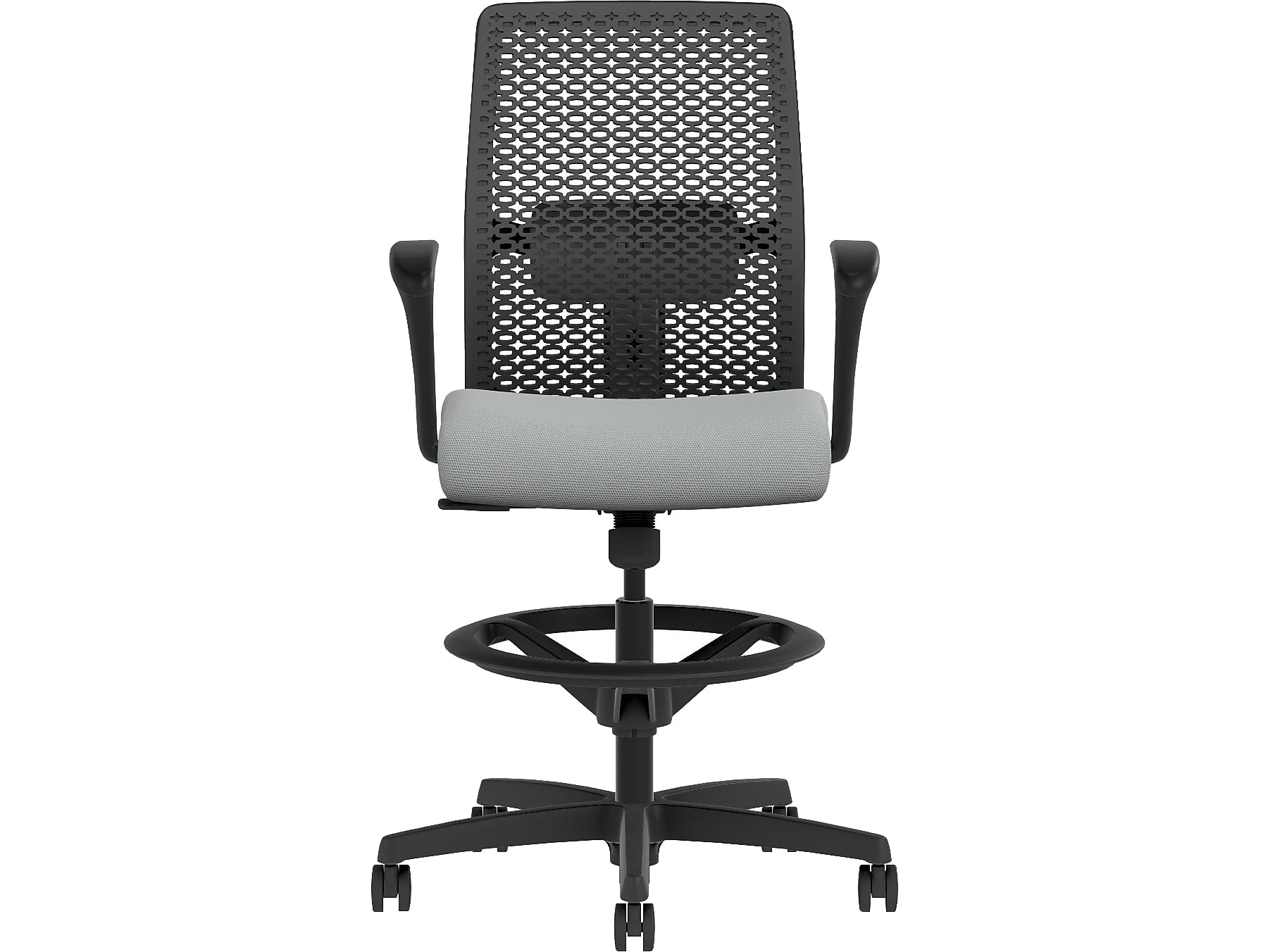 HON Ignition 2.0 ReActiv Back Vinyl Task Stool with Footrest and Lumbar Support, Black/Gray (HITSRA.S0.A.H.0S.SX39.BL.SB.T)