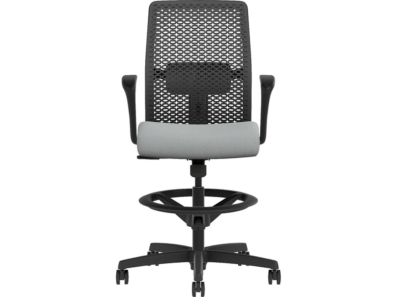 HON Ignition 2.0 ReActiv Back Vinyl Task Stool with Footrest and Lumbar Support, Black/Gray (HITSRA.S0.A.H.0S.SX39.BL.SB.T)