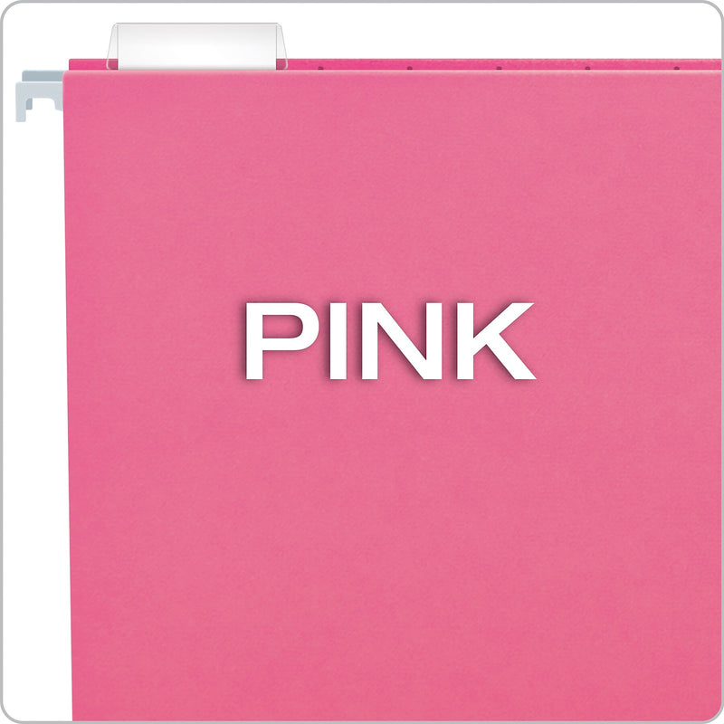 Pendaflex 100% Recycled Hanging File Folder, 1-Tab, Letter, Pink, 10/Box (81609EE)