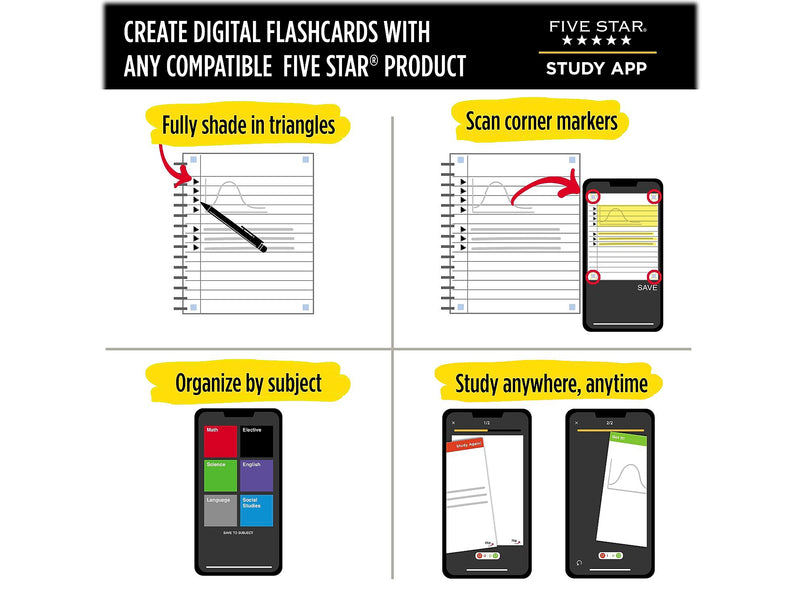 Five Star Style 1-Subject Notebooks, 8.5" x 11", College Ruled, 80 Sheets, Each (820156F)