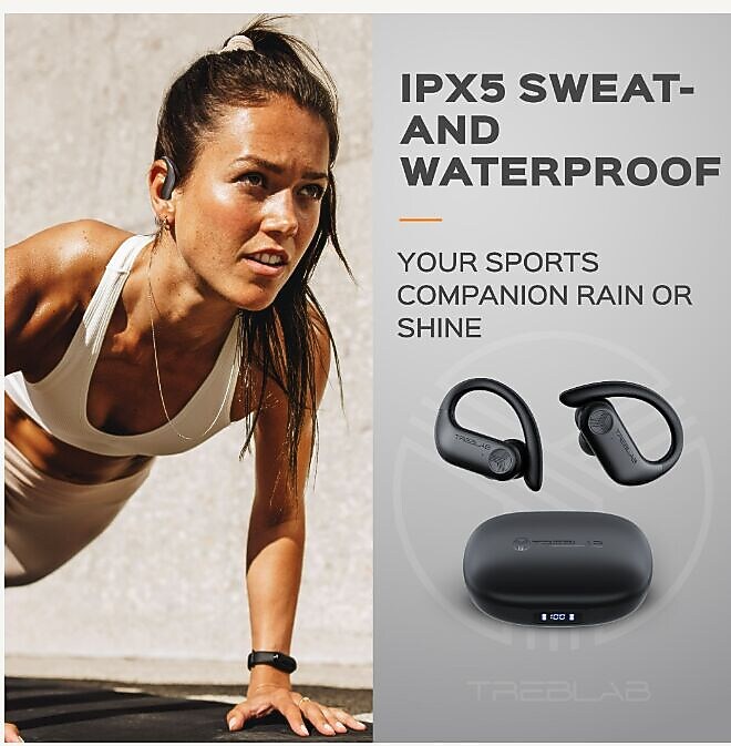 Treblab X3 Pro Wireless Noise Canceling Earbuds, Bluetooth, Black (X3-PRO-B)