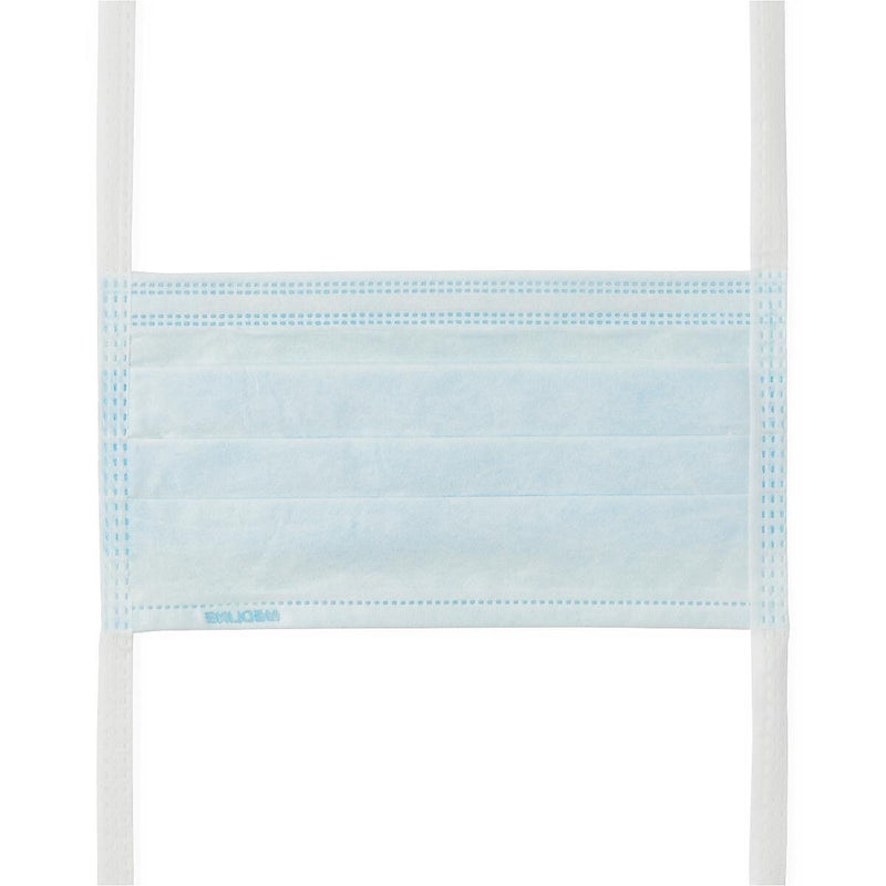 Medline Disposable Surgical Face Masks with Ties, One Size, Blue, 50/Box (NON27377Z)