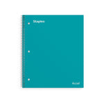 Staples Premium Poly 1-Subject Notebook, 8" x 10.5", Wide Ruled, 100 Sheets, Teal (ST20961D)