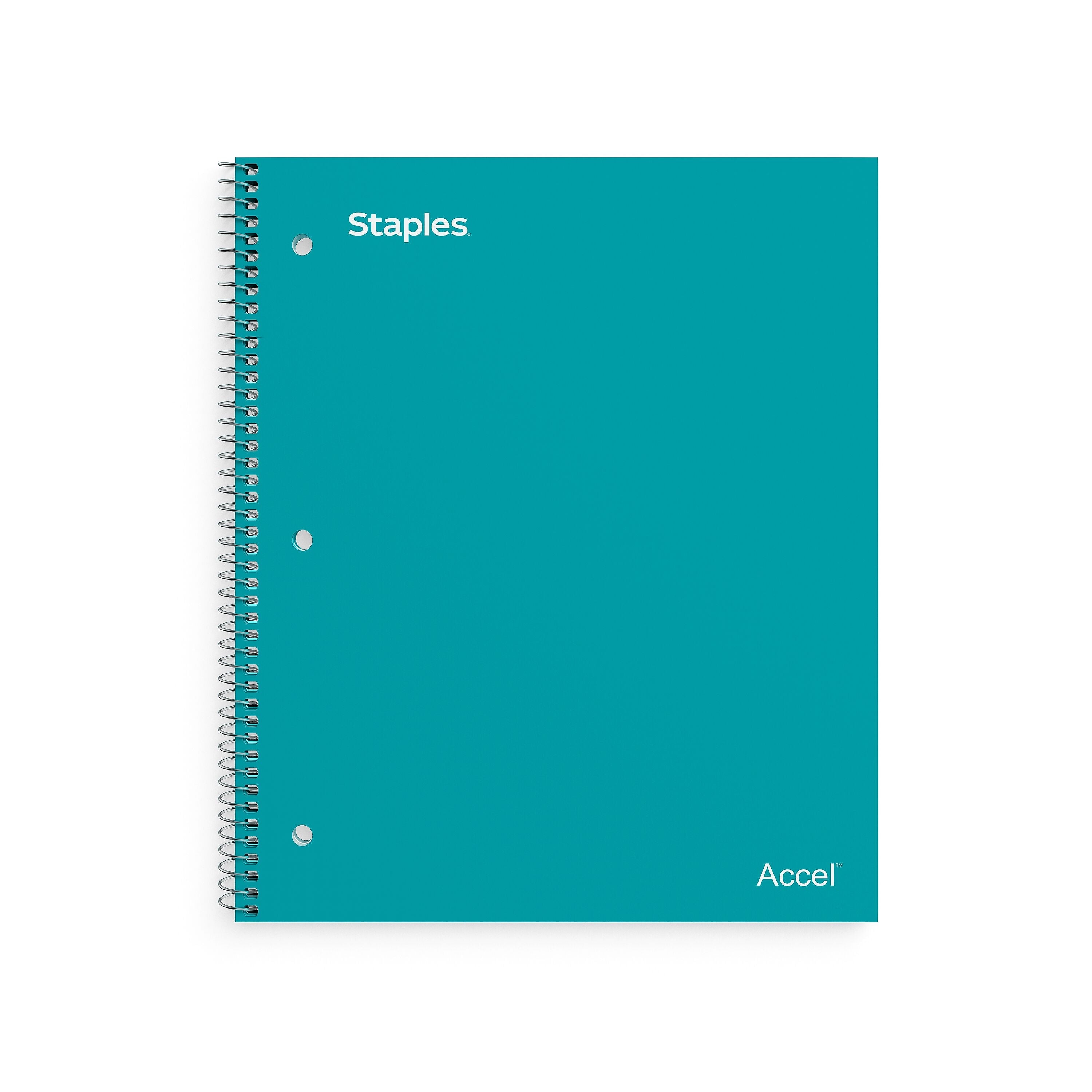 Staples Premium Poly 1-Subject Notebook, 8" x 10.5", Wide Ruled, 100 Sheets, Teal (ST20961D)