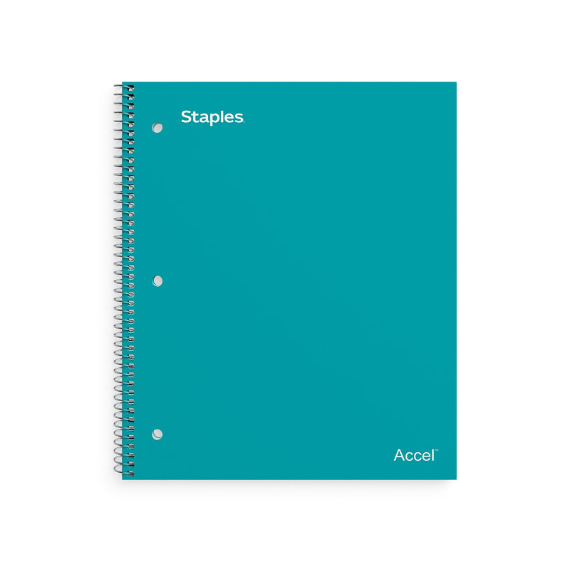Staples Premium Poly 1-Subject Notebook, 8" x 10.5", Wide Ruled, 100 Sheets, Teal (ST20961D)