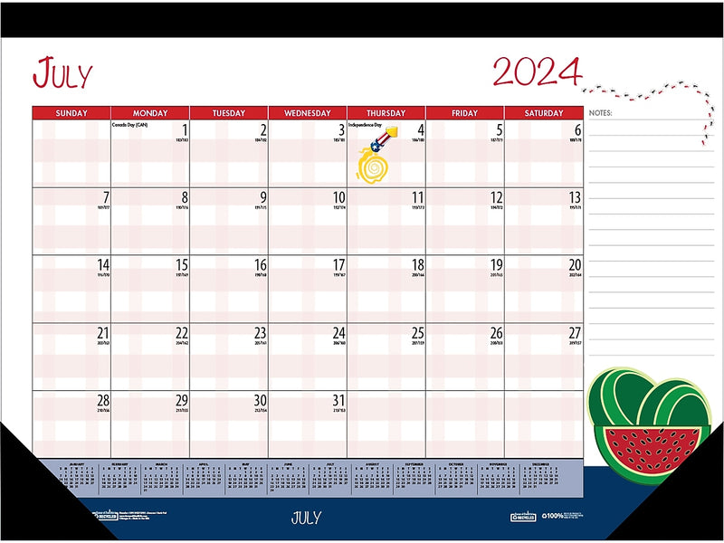 2024-2025 House of Doolittle Seasonal Holiday Depictions 22" x 17" Academic Monthly Desk Pad Calendar (1395-25)
