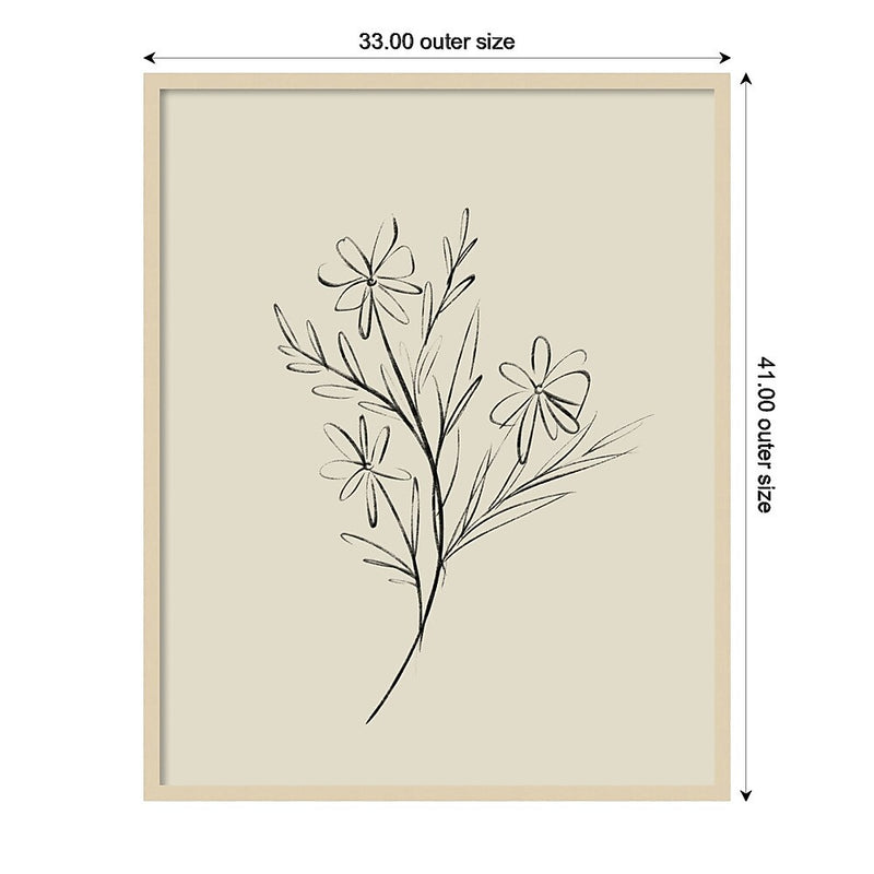 Amanti Art Line Drawn Flowers 1 by Border Bloom Wood Framed Wall Art Print, 33" x 41" (A42677449910)