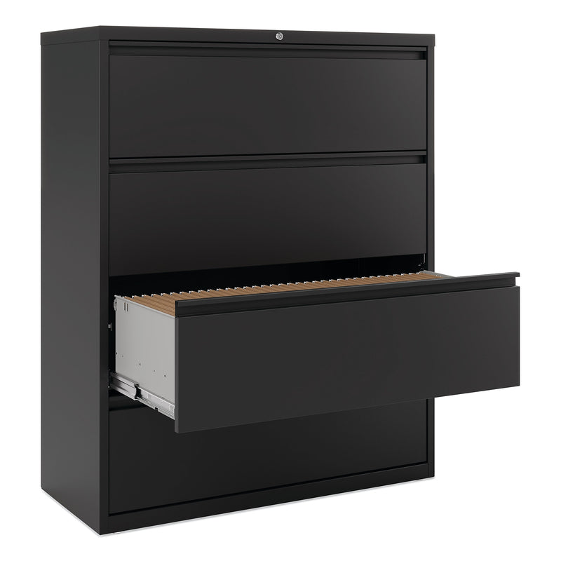 Alera 4-Drawer Lateral File Cabinet, Locking, Letter/Legal, Black, 42.13" (ALELF4254BL)