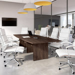 Bush Business Furniture 120W x 48D Boat Shaped Conference Table with Wood Base, Black Walnut (99TB12048BWK)
