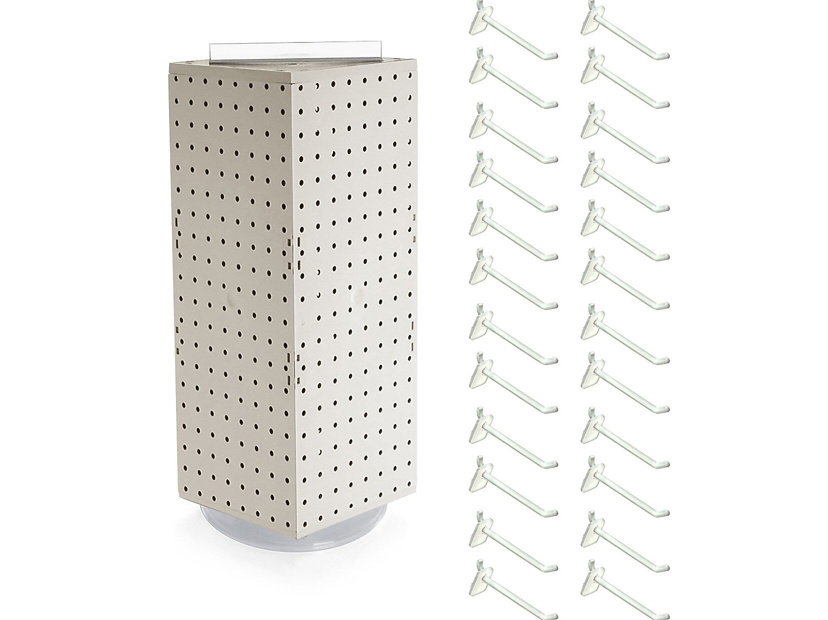 Azar 21" x 8" Pegboard 4-Sided Revolving Counter Display, White, Each (703385-WHT-4C24)