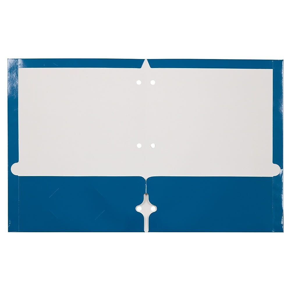 JAM Paper Glossy 3-Hole Punched 2 Pocket Cardstock Presentation Folder, Blue, 100/Carton (385GHPBUB)