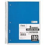 Mead 5-Subject Notebooks, 8" x 10.5", College Ruled, 180 Sheets, Assorted Colors (MEA05682)