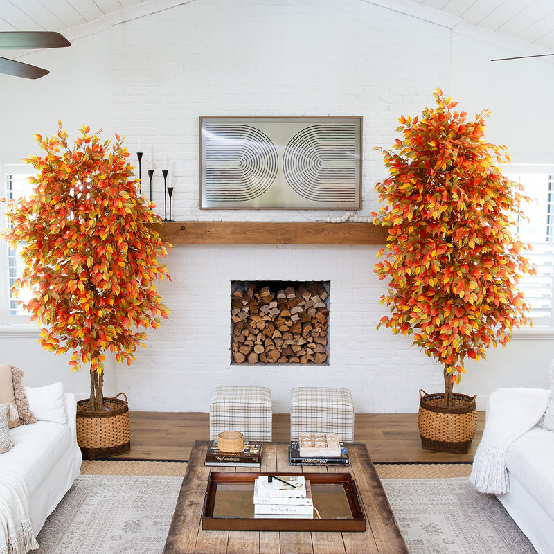 Nearly Natural 8' Autumn Ficus Artificial Fall Tree (T4767)