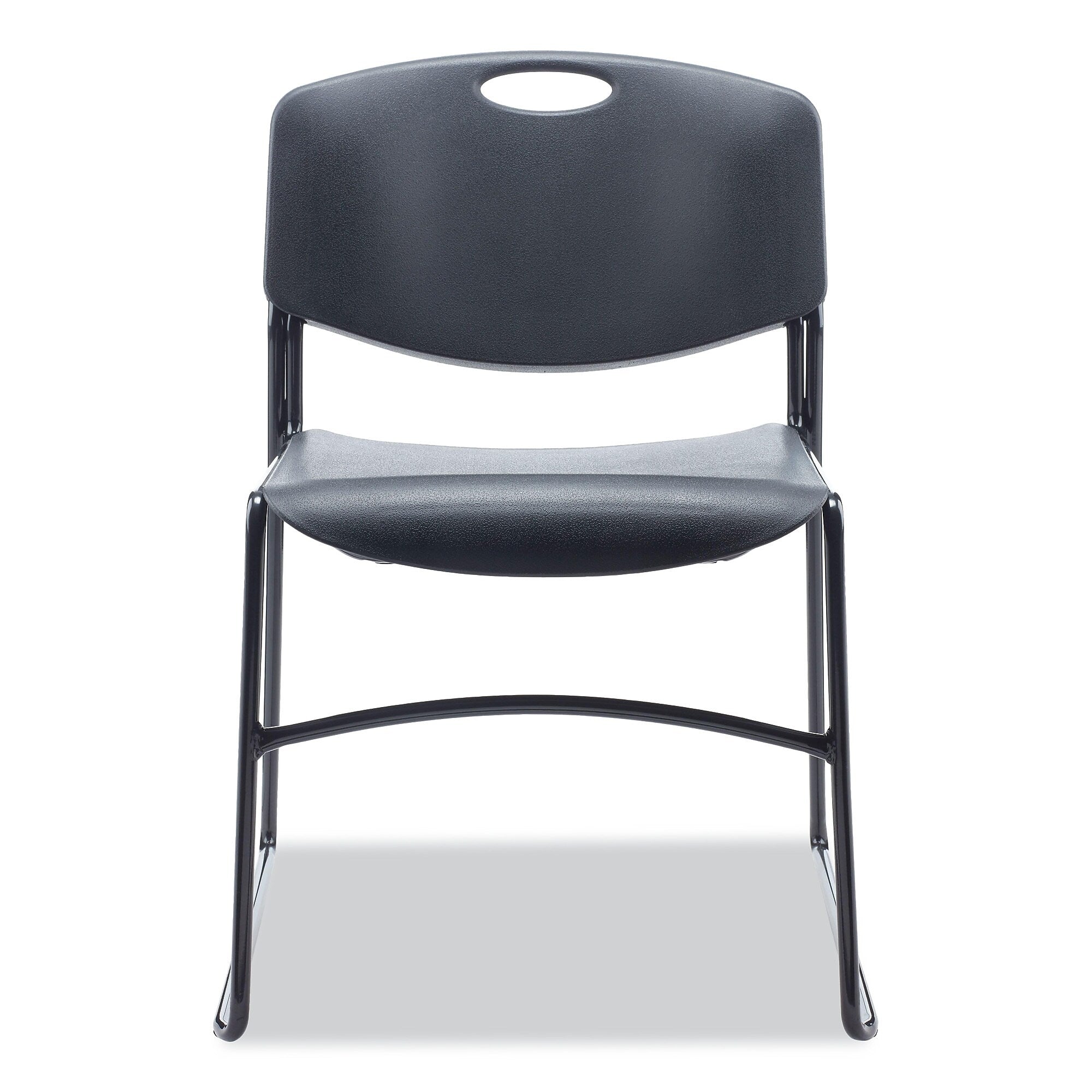 Alera® Alera Resin Stacking Chair, Supports Up to 275 lb, 18.50" Seat Height, Black Seat, Black Back, Black Base, 4/Carton