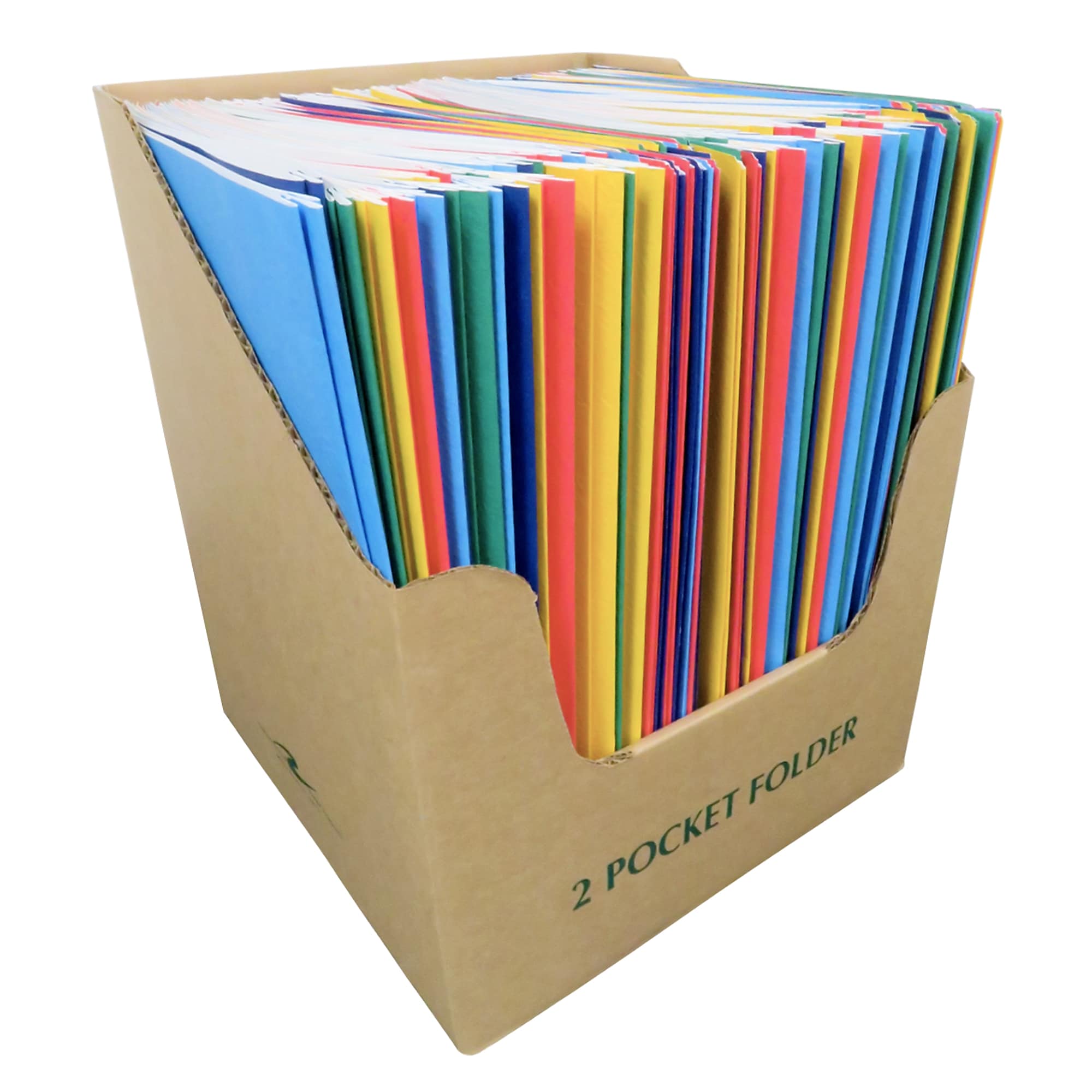 Roaring Spring Paper Products 2-Pocket Portfolio Folders with Fasteners, Assorted Colors, 100/Carton (54200CS)