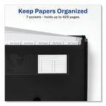 Avery Expanding File Folder Organizer, 7 Sections, Hook/Loop Closure, Letter Size, Black