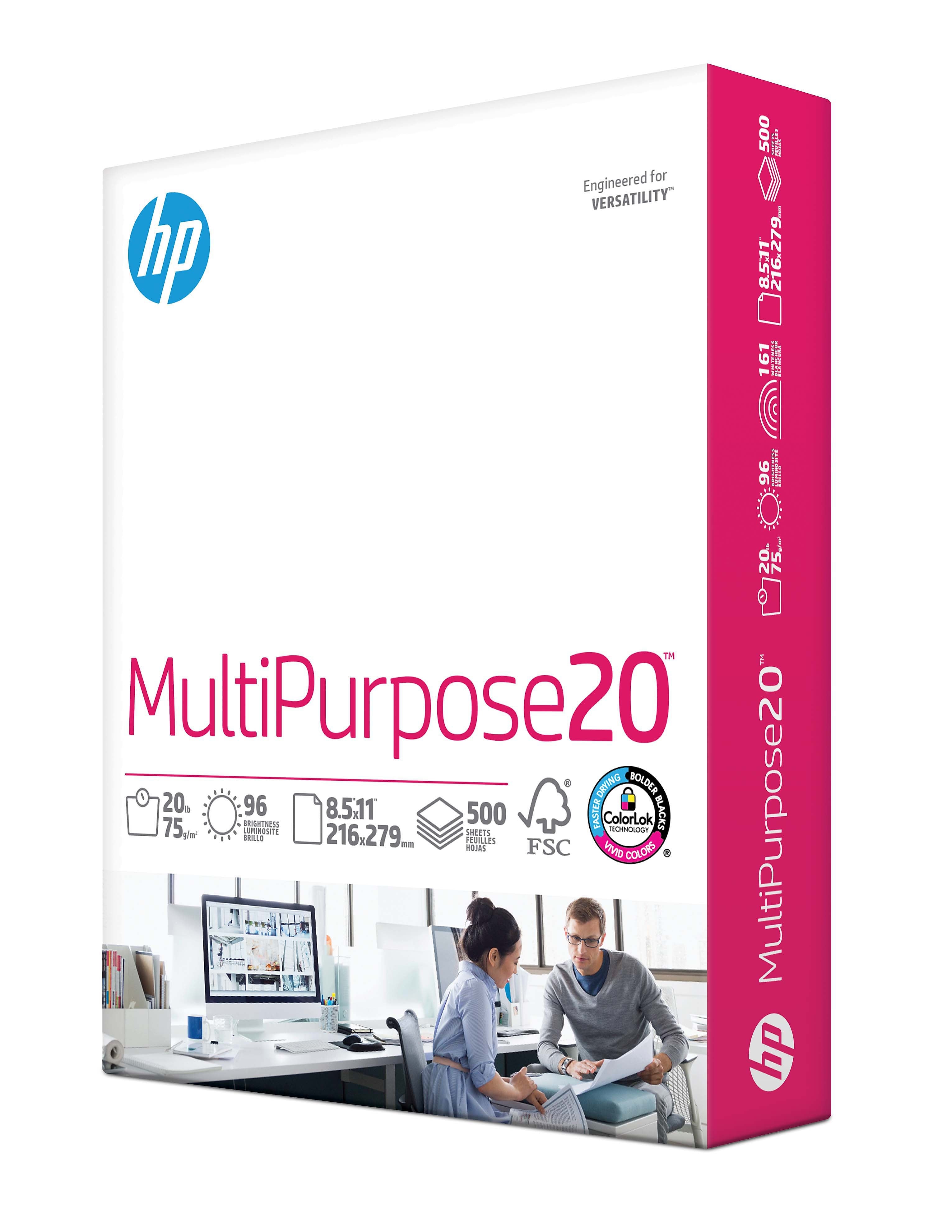 HP 8.5" x 11" Multipurpose Paper, 20 lbs., 96 Brightness, 500 Sheets/Ream (HPM1120)