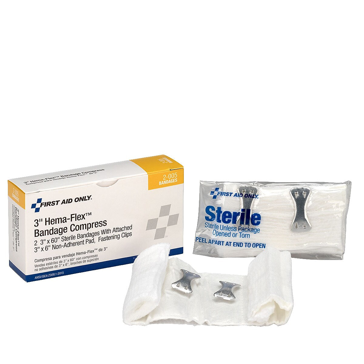 First Aid Only Compress Bandage, Off Center, 3", 2/box (AN266)