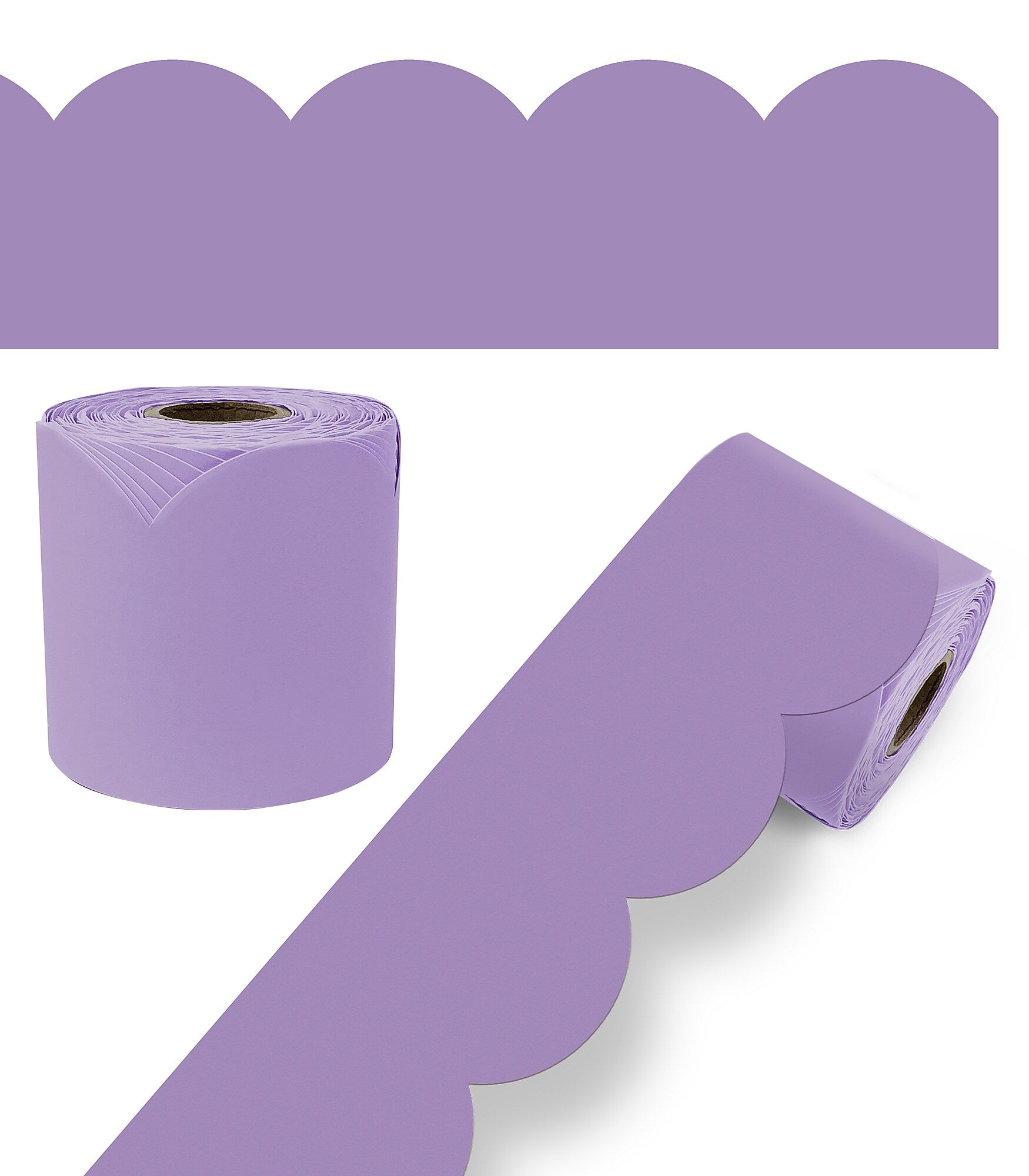 Carson Dellosa Rolled Scalloped Borders, 3" x 65', Lilac (108536)