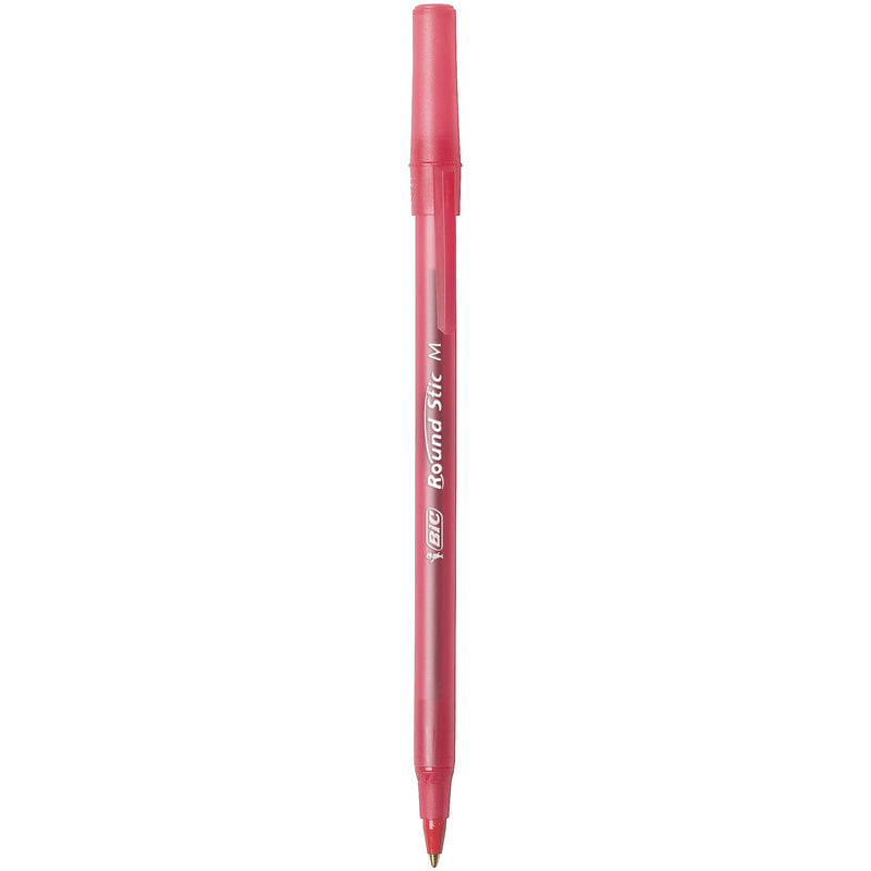 BIC Round Stic Xtra Life Ballpoint Pens, Medium Point, 1.0mm, Red Ink, Dozen (20118/GSM11RD)