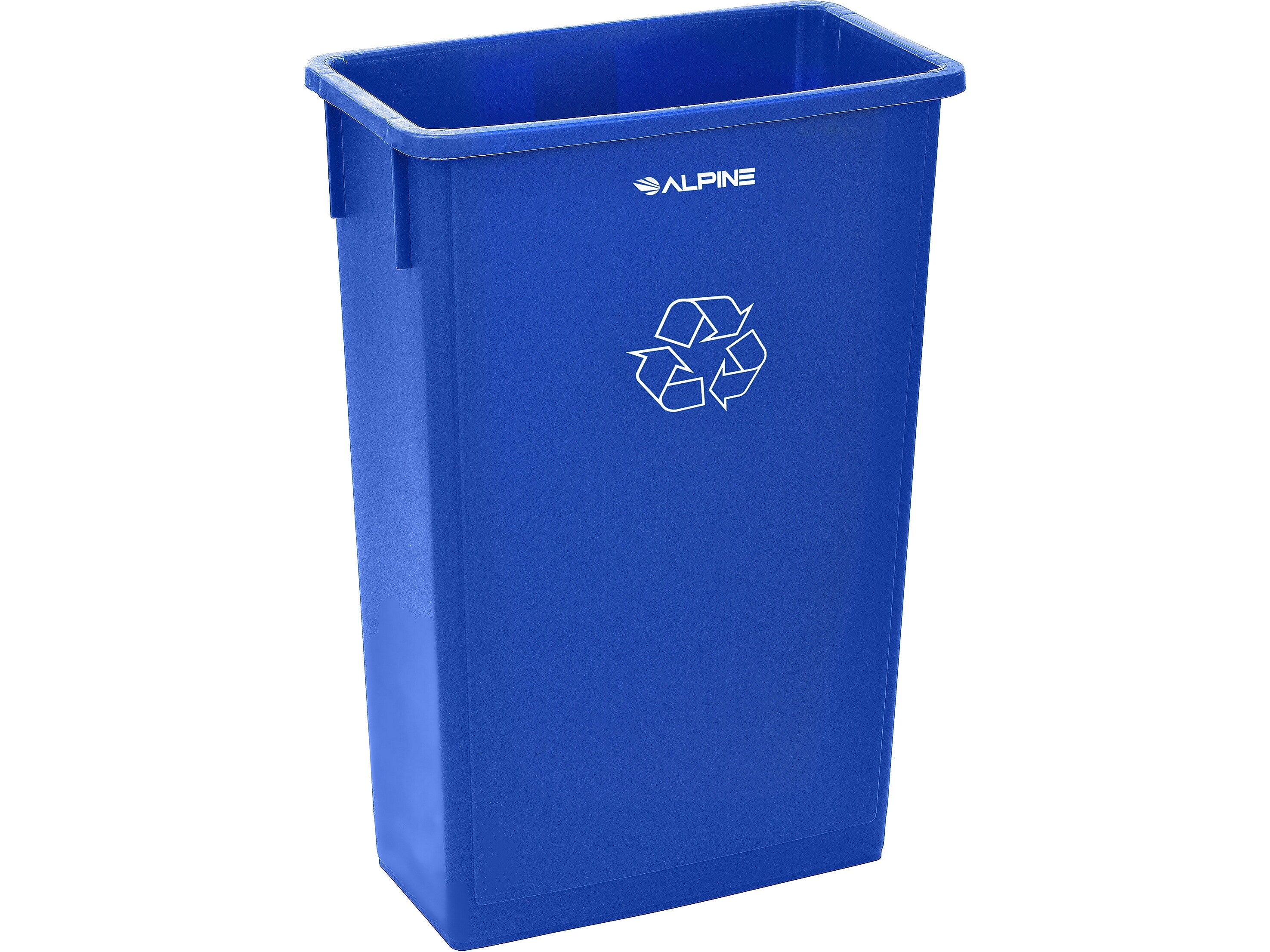 Alpine Industries Polypropylene Recycling Bin and Dolly, 23 Gallon, Blue (ALP477-R-BLU-PKD)