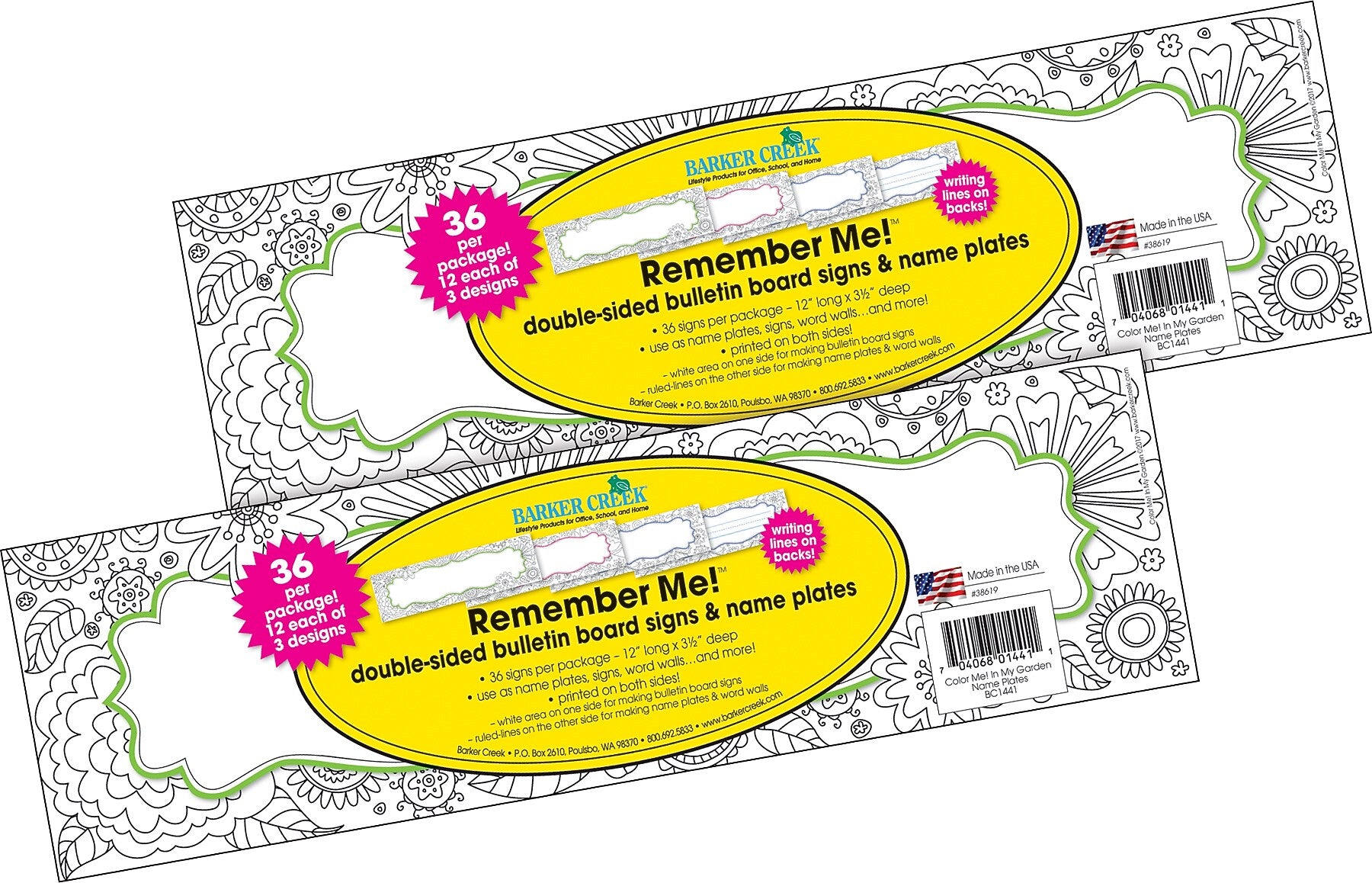 Barker Creek Color Me! In My Garden School Name Plates, 12" x 3.5", 72/Set (BC3810)