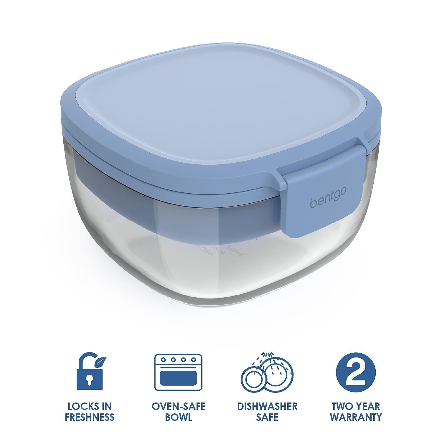 bentgo All-in-One Salad Container, 5-Compartment, Light Blue, 61 oz. (BGLASSAL-LB)