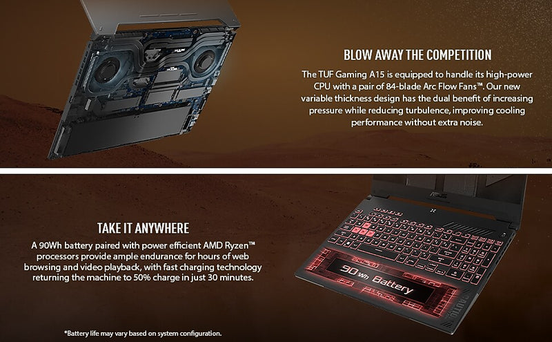 ASUS TUF A15 15.6" FHD 144Hz Gaming Laptop, NVIDIA GeForce RTX 4060, AMD Ryzen 5 7535HS, 16GB RAM, 512GB SSD, Windows 11