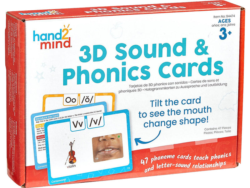 hand2mind 3D Sound and Phonics Flash Cards, 47/Pack (94474)