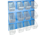 Azar 24" x 24" Pegboard 12 Mini Bucket Accessory Organizer Kit, Blue, Each (700685-BLU)