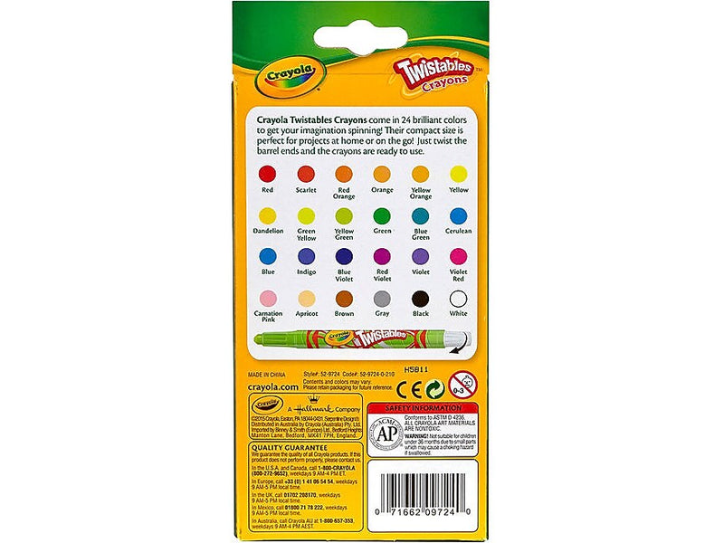 Crayola Twistables Mini Crayons, Assorted Colors, 24/Box, 12 Boxes/Carton (52-9724CT)