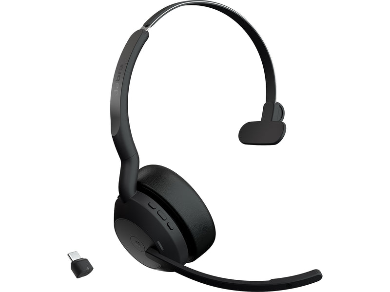 jabra Evolve2 55 Wireless Noise Canceling Bluetooth Mono Phone & Computer Headset, USB-C, MS Certified, Black (25599-899-899-01)