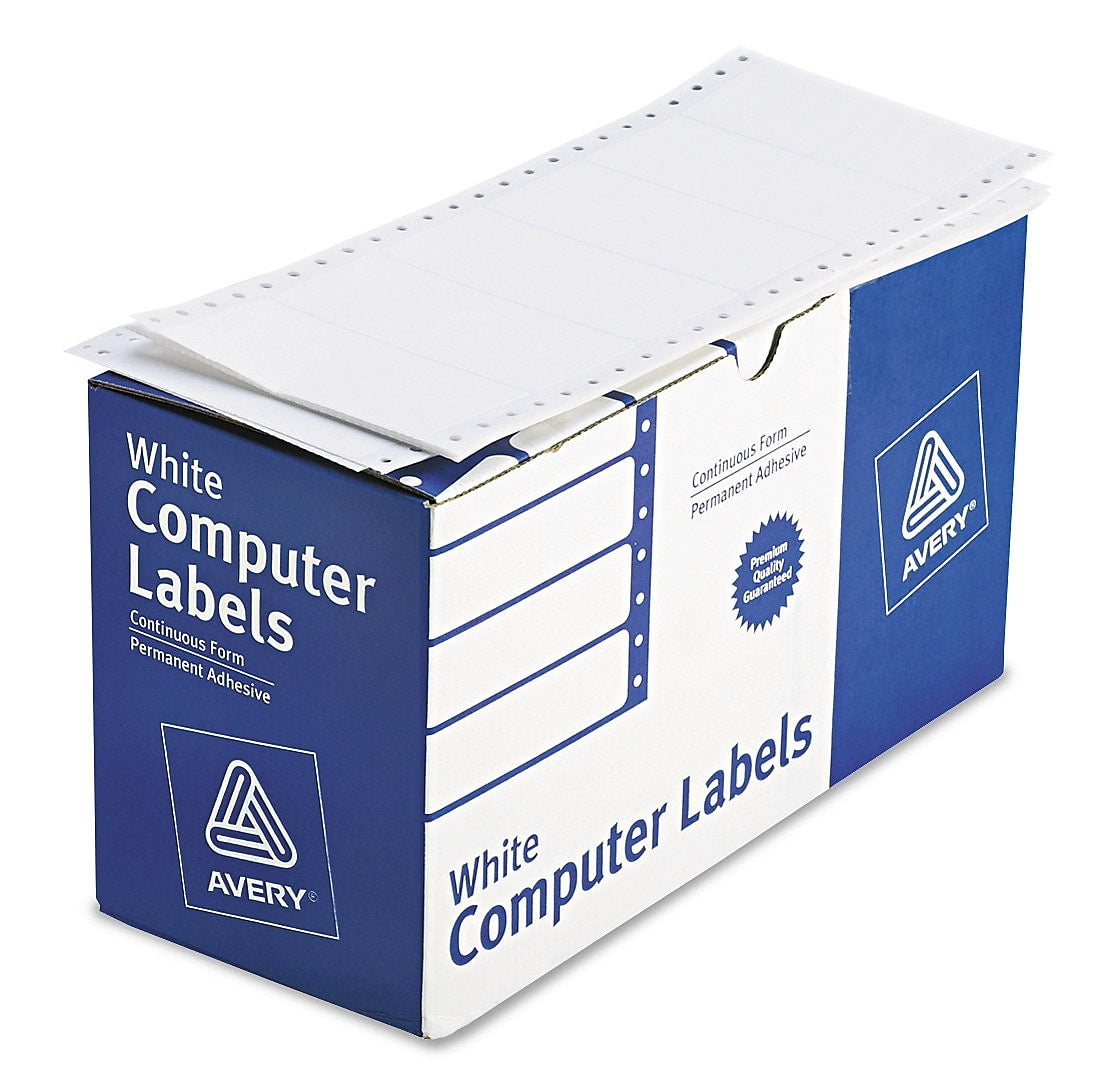 Avery Computer Labels, Dot Matrix Labels and Pin-Feed Labels, 1-15/16" x 4", White, 5,000 Labels/Pack (4022)