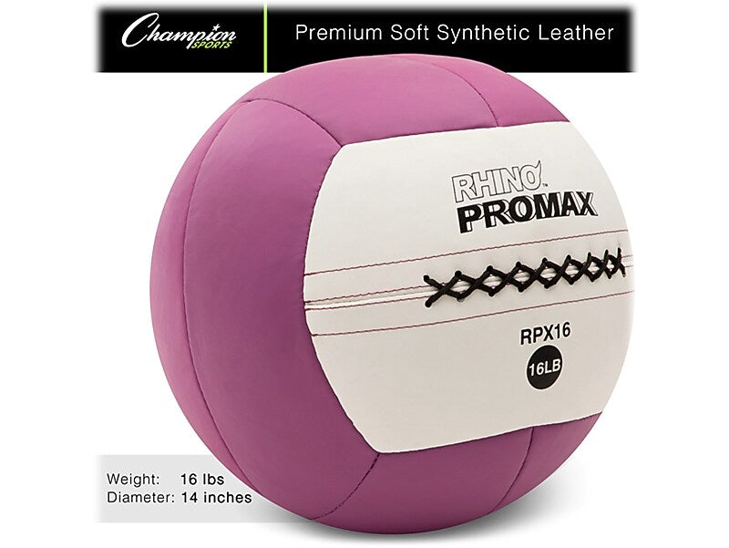 Champion Sports RHINO Promax Medicine Ball, Purple/White, 16 Lbs. (RPX16)