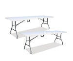 Iceberg Bifold Resin Folding Table, Rectangular, 94.5" x 29.9" x 30", White Granite Top, 2/Pack (ICE61273)